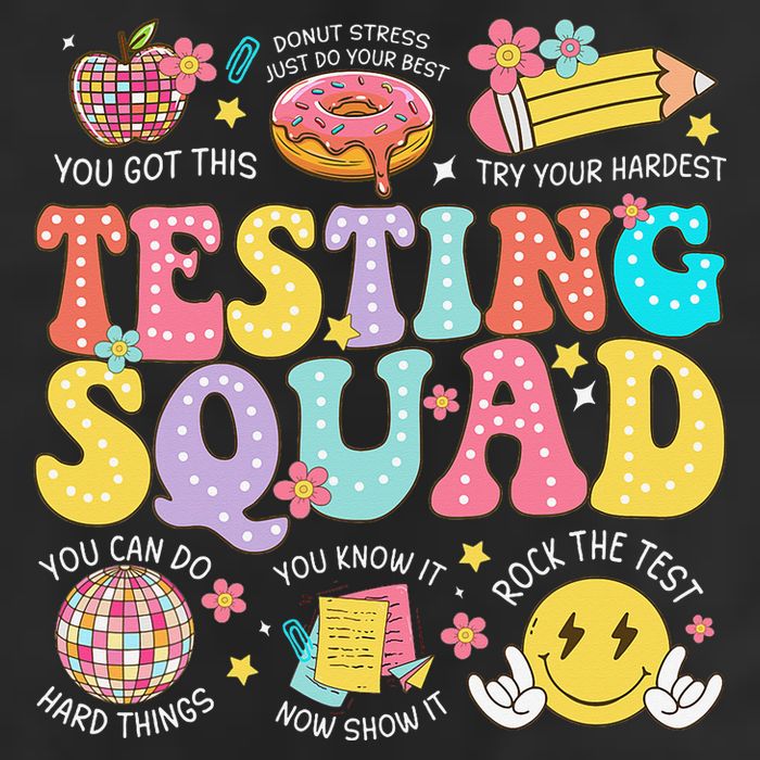Funny Test Day Motivational Teacher Student Testing Squad Large Microfiber Waffle Golf Towel