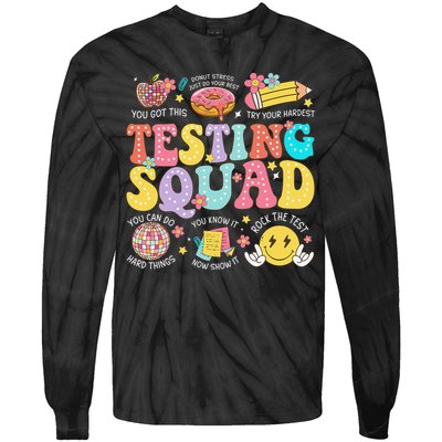 Funny Test Day Motivational Teacher Student Testing Squad Tie-Dye Long Sleeve Shirt