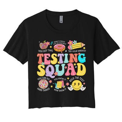 Funny Test Day Motivational Teacher Student Testing Squad Crop Top