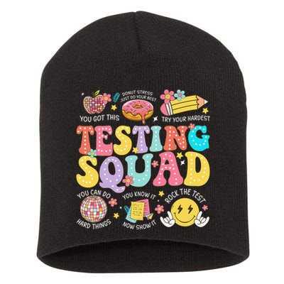 Funny Test Day Motivational Teacher Student Testing Squad Short Acrylic Beanie