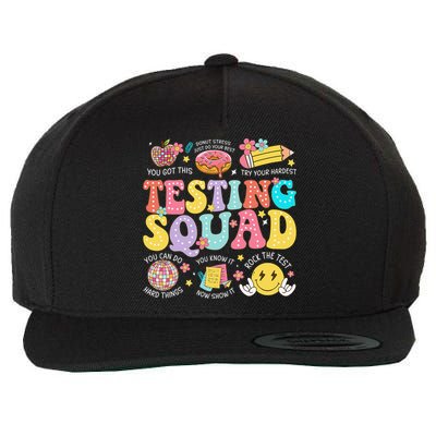 Funny Test Day Motivational Teacher Student Testing Squad Wool Snapback Cap