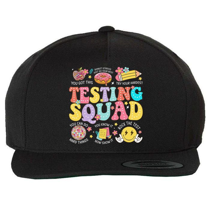 Funny Test Day Motivational Teacher Student Testing Squad Wool Snapback Cap