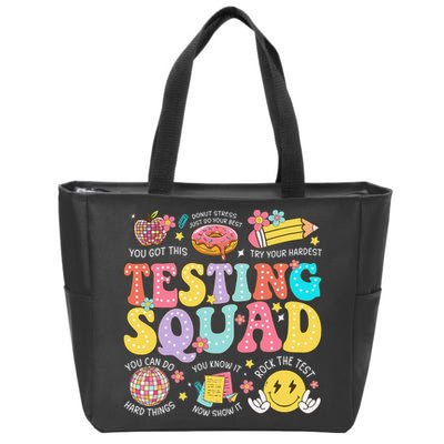 Funny Test Day Motivational Teacher Student Testing Squad Zip Tote Bag