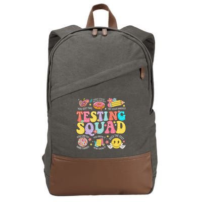 Funny Test Day Motivational Teacher Student Testing Squad Cotton Canvas Backpack
