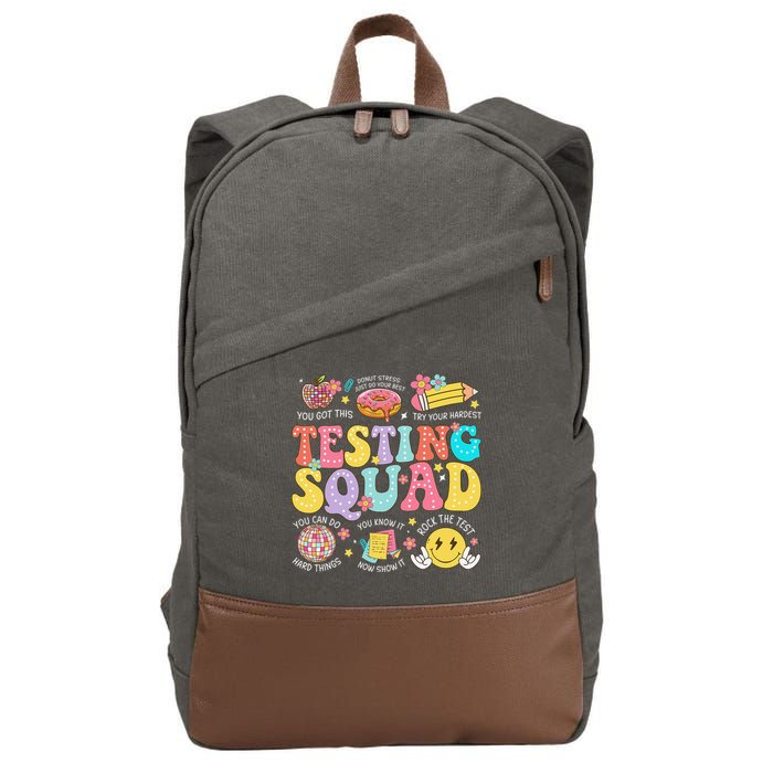 Funny Test Day Motivational Teacher Student Testing Squad Cotton Canvas Backpack