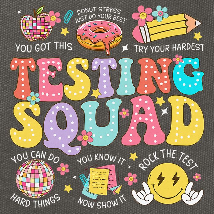 Funny Test Day Motivational Teacher Student Testing Squad Cotton Canvas Backpack