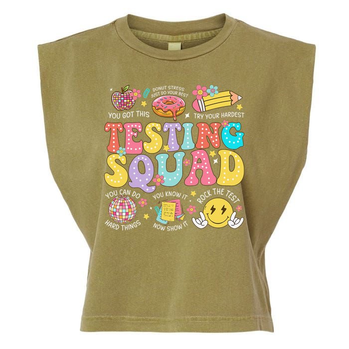 Funny Test Day Motivational Teacher Student Testing Squad Garment-Dyed Women's Muscle Tee