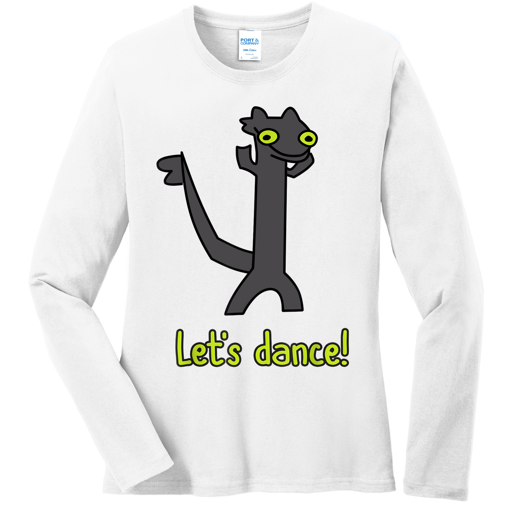 Funny Toothless Dance Meme LetS Dance Ladies Long Sleeve Shirt