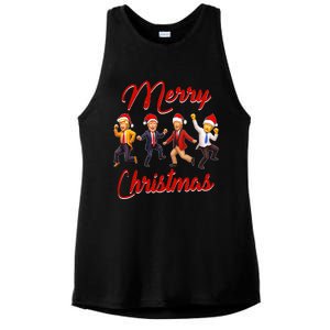 Funny Trump Dance Santa Claus Christmas Xmas Pajamas Holiday Ladies PosiCharge Tri-Blend Wicking Tank