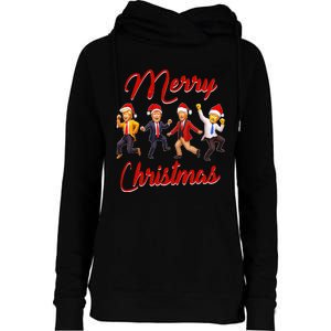 Funny Trump Dance Santa Claus Christmas Xmas Pajamas Holiday Womens Funnel Neck Pullover Hood