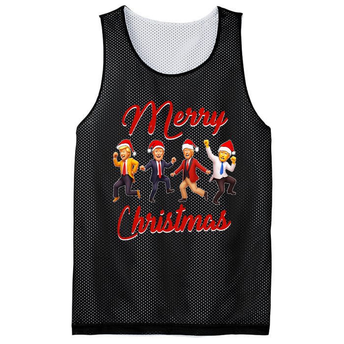 Funny Trump Dance Santa Claus Christmas Xmas Pajamas Holiday Mesh Reversible Basketball Jersey Tank