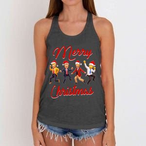 Funny Trump Dance Santa Claus Christmas Xmas Pajamas Holiday Women's Knotted Racerback Tank