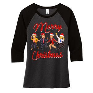 Funny Trump Dance Santa Claus Christmas Xmas Pajamas Holiday Women's Tri-Blend 3/4-Sleeve Raglan Shirt