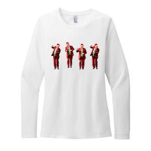 Funny Trump Dance Santa Claus Christmas Light Xmas Holiday Long Sleeve Womens CVC Long Sleeve Shirt