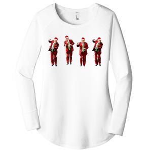 Funny Trump Dance Santa Claus Christmas Light Xmas Holiday Long Sleeve Women's Perfect Tri Tunic Long Sleeve Shirt