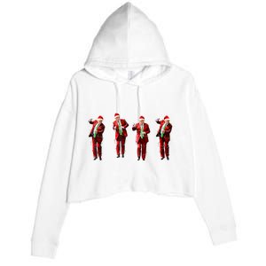 Funny Trump Dance Santa Claus Christmas Light Xmas Holiday Long Sleeve Crop Fleece Hoodie