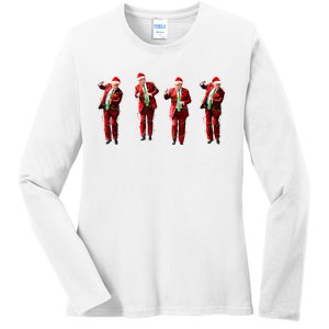 Funny Trump Dance Santa Claus Christmas Light Xmas Holiday Long Sleeve Ladies Long Sleeve Shirt