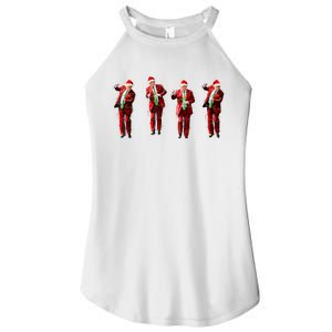 Funny Trump Dance Santa Claus Christmas Light Xmas Holiday Long Sleeve Women's Perfect Tri Rocker Tank