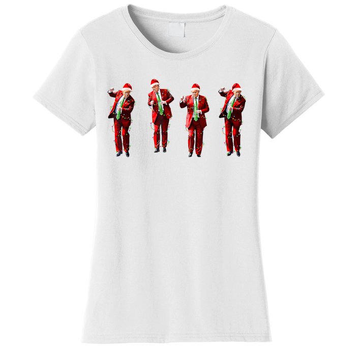 Funny Trump Dance Santa Claus Christmas Light Xmas Holiday Long Sleeve Women's T-Shirt