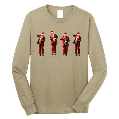 Funny Trump Dance Santa Claus Christmas Xmas Pajamas Holiday Long Sleeve Shirt