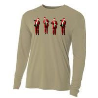 Funny Trump Dance Santa Claus Christmas Xmas Pajamas Holiday Cooling Performance Long Sleeve Crew