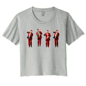 Funny Trump Dance Santa Claus Christmas Xmas Pajamas Holiday Women's Crop Top Tee