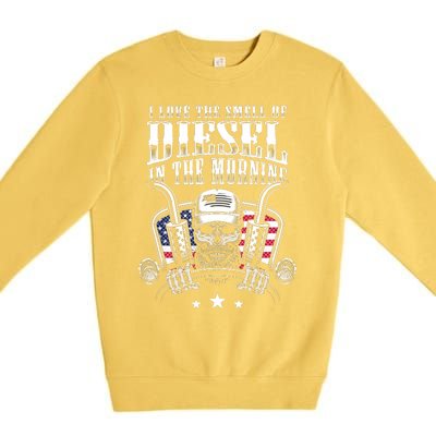 Funny Truck Driver Gift For I Love The Smell Of Diesel Premium Crewneck Sweatshirt