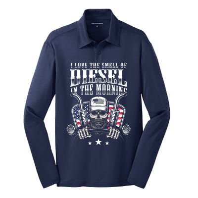 Funny Truck Driver Gift For I Love The Smell Of Diesel Silk Touch Performance Long Sleeve Polo