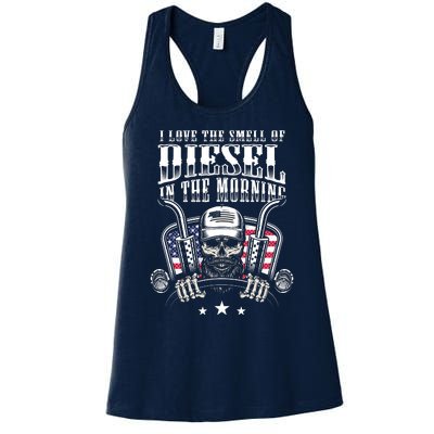 Funny Truck Driver Gift For I Love The Smell Of Diesel Women's Racerback Tank