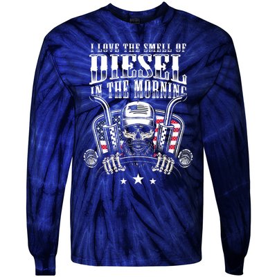 Funny Truck Driver Gift For I Love The Smell Of Diesel Tie-Dye Long Sleeve Shirt