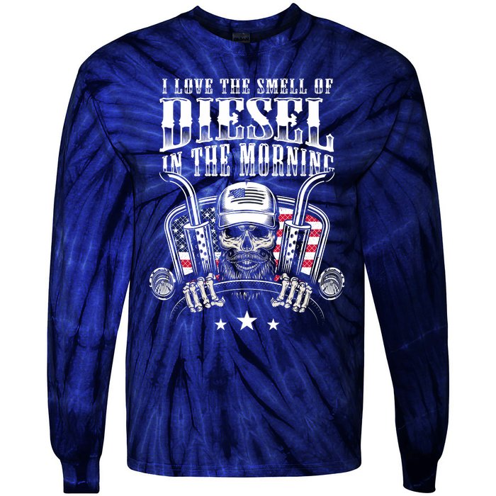 Funny Truck Driver Gift For I Love The Smell Of Diesel Tie-Dye Long Sleeve Shirt