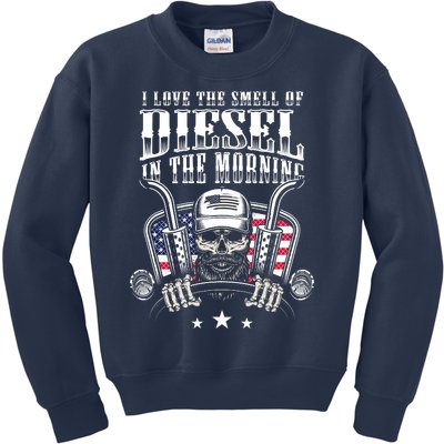 Funny Truck Driver Gift For I Love The Smell Of Diesel Kids Sweatshirt