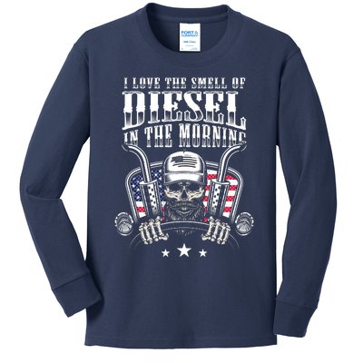 Funny Truck Driver Gift For I Love The Smell Of Diesel Kids Long Sleeve Shirt