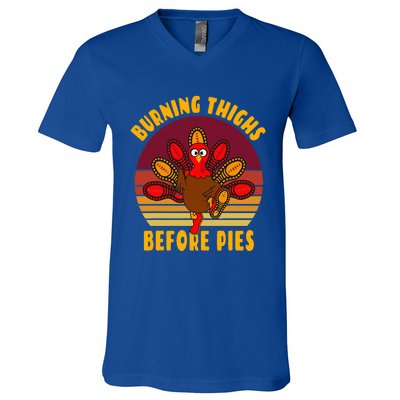 Funny Thanksgiving Day 5k 10k Trot Run Runner Costume  V-Neck T-Shirt