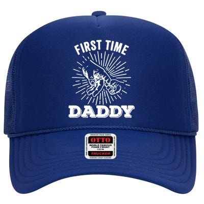 First Time Daddy Dad To Be FatherS Day High Crown Mesh Back Trucker Hat