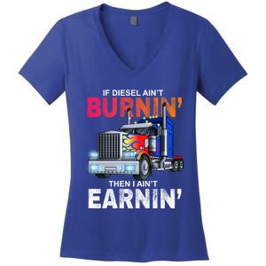 Funny Trucker Diesel Big Rig Semi Trailer Truck Driver Gift Great Gift Women's V-Neck T-Shirt