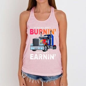 Funny Trucker Diesel Big Rig Semi Trailer Truck Driver Gift Great Gift Women's Knotted Racerback Tank