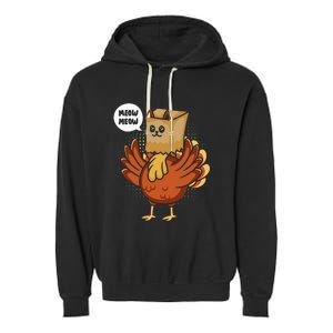 Funny Thanksgiving Day Fake Cat Turkey Meow Animal Farmer  Garment-Dyed Fleece Hoodie