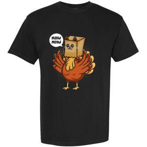 Funny Thanksgiving Day Fake Cat Turkey Meow Animal Farmer  Garment-Dyed Heavyweight T-Shirt