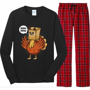 Funny Thanksgiving Day Fake Cat Turkey Meow Animal Farmer  Long Sleeve Pajama Set