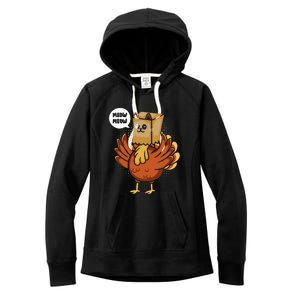 Funny Thanksgiving Day Fake Cat Turkey Meow Animal Farmer  Women's Fleece Hoodie