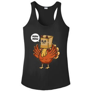 Funny Thanksgiving Day Fake Cat Turkey Meow Animal Farmer  Ladies PosiCharge Competitor Racerback Tank