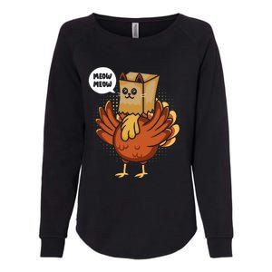 Funny Thanksgiving Day Fake Cat Turkey Meow Animal Farmer  Womens California Wash Sweatshirt