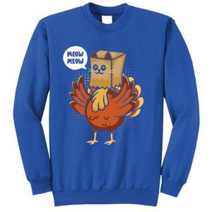 Funny Thanksgiving Day Fake Cat Turkey Meow Animal Farmer  Sweatshirt