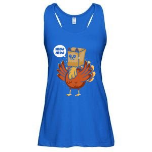 Funny Thanksgiving Day Fake Cat Turkey Meow Animal Farmer  Ladies Essential Flowy Tank