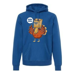 Funny Thanksgiving Day Fake Cat Turkey Meow Animal Farmer  Premium Hoodie