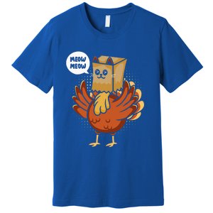 Funny Thanksgiving Day Fake Cat Turkey Meow Animal Farmer  Premium T-Shirt