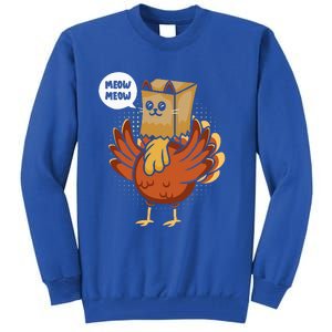 Funny Thanksgiving Day Fake Cat Turkey Meow Animal Farmer  Tall Sweatshirt