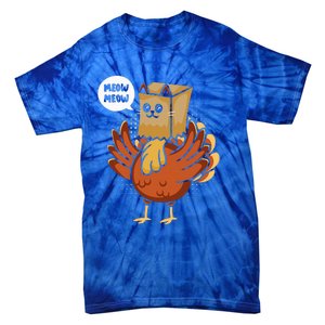 Funny Thanksgiving Day Fake Cat Turkey Meow Animal Farmer  Tie-Dye T-Shirt