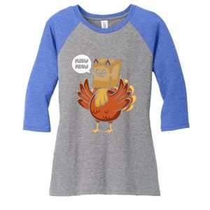 Funny Thanksgiving Day Fake Cat Turkey Meow Animal Farmer  Women's Tri-Blend 3/4-Sleeve Raglan Shirt